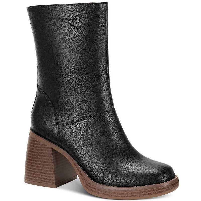 High-End Style Discounts Sun + Stone Womens Aleenn Stacked Round Toe Mid-Calf Boots
