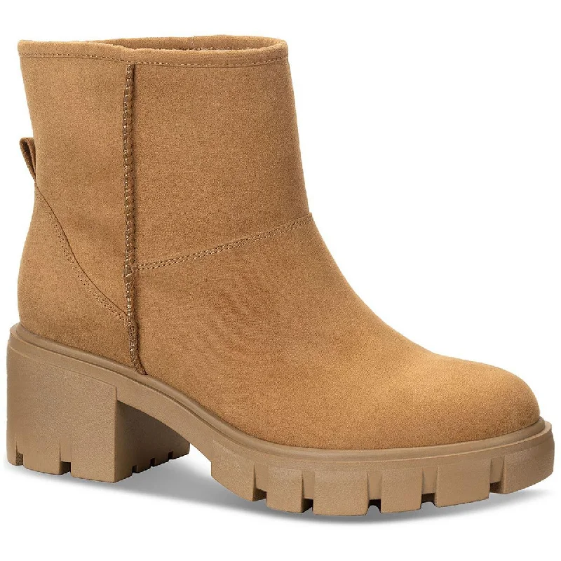 Modern Chic Discounts Sun + Stone Womens Riyaa Chunky Faux Fur Lined Ankle Boots