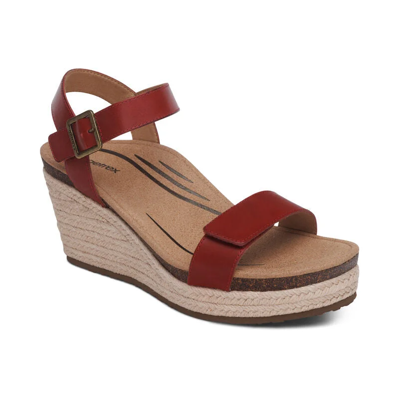Modern Urban Slip-Ons Aetrex Sydney Quarter Strap Espadrille Wedge EW759