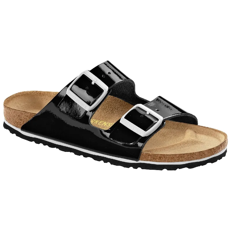 Comfortable Flat Feet Shoes Birkenstock Arizona Patent Leather Black