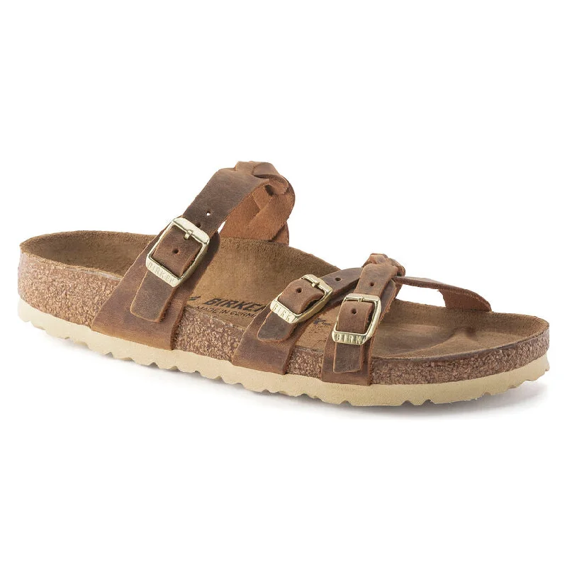Limited-Time Shoe Deals Birkenstock Franca Braided Oiled Leather Cognac 1024052