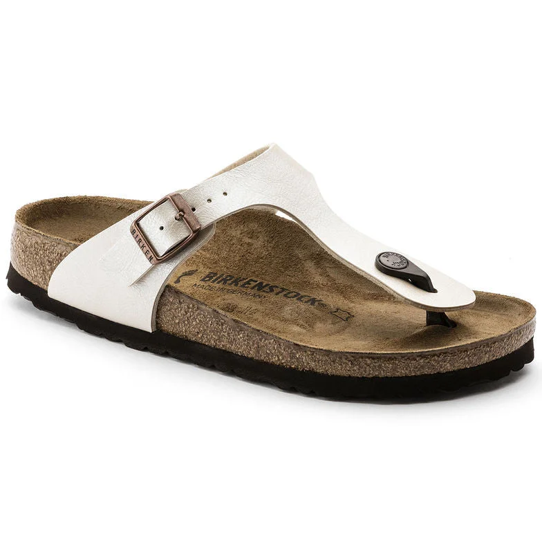 Comfortable Casual Loafers Birkenstock Gizeh BF Graceful Pearl White R 0943871