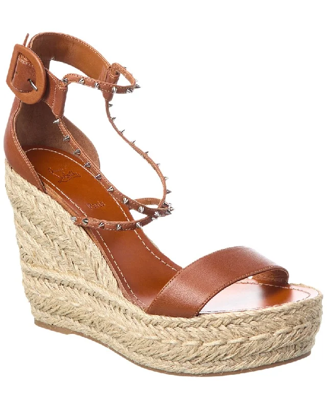 Fashion Forward Femininity Christian Louboutin Chocazeppa Spikes 120 Leather Wedge Sandal