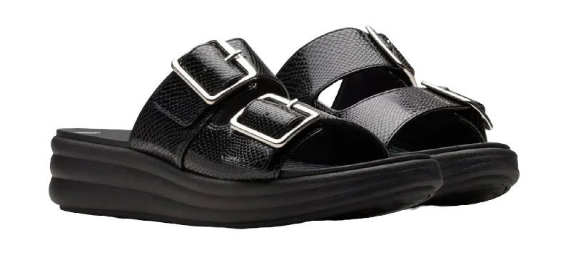 High-Fashion Casual Shoes Clarks Drift Buckle Blk Snake 77854