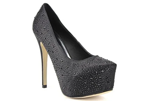 Cozy Comfort Style Sale Eye Candie Ladies Celine-85 Rhinestone Embellished Platform Pumps