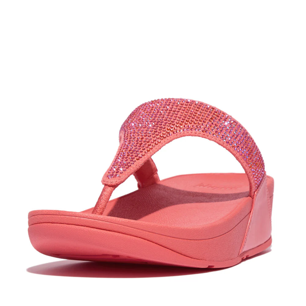 Evening Elegance Fitflop Lulu Crystal Toe Post Rosy Coral