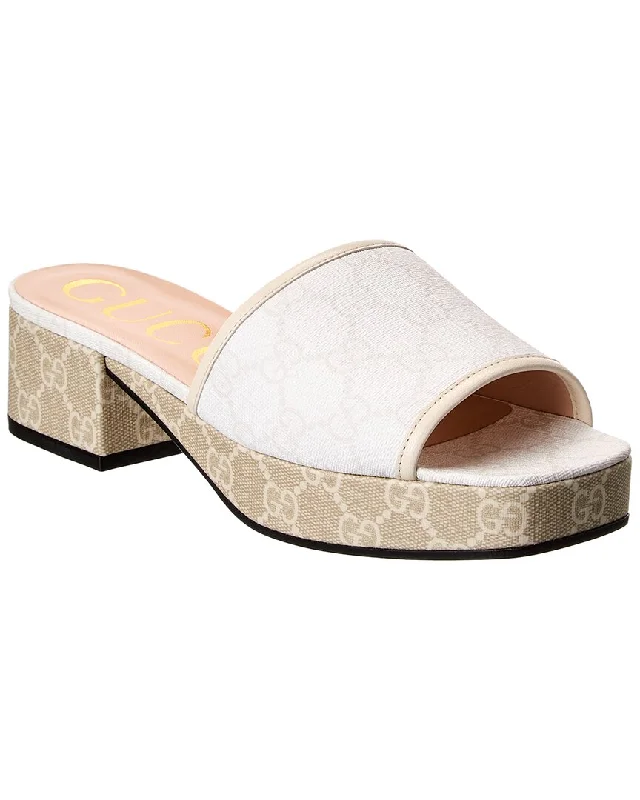 Fashion Forward Gucci GG Supreme Canvas & Leather Sandal