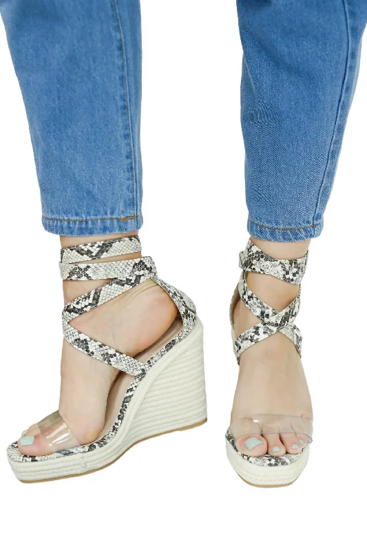 Relaxed Style Deals Kayla Lace Up Wedge In Snake Print