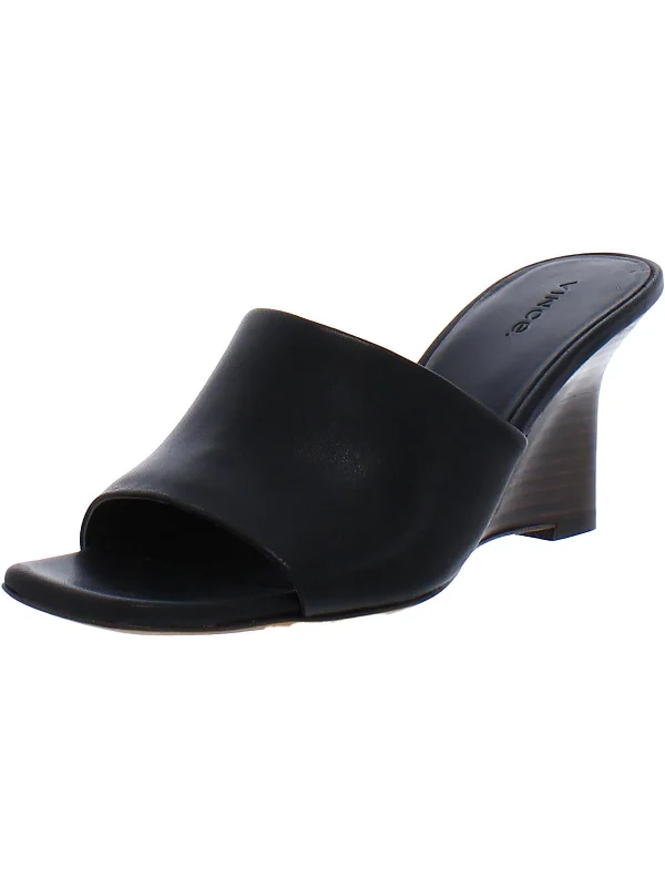 Chic Style, Always In Vogue Pia Womens Leather Slide Wedge Sandals