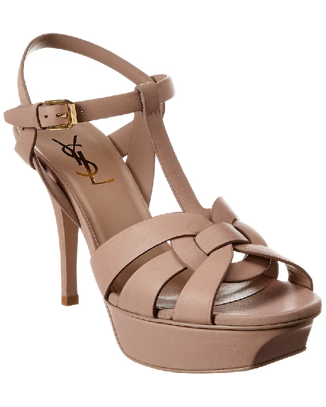 Luxury Casual Deals Saint Laurent Tribute 75 Leather Platform Sandals