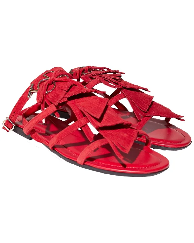 Slip-Resistant Shoes Discount TODs Fringed Strap Suede Flat