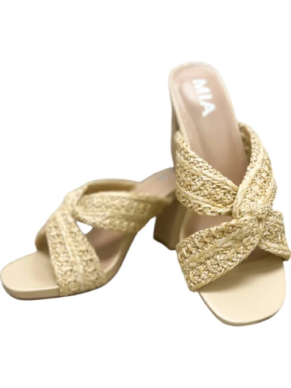 Classic Casual Shoes Sale Women's Adrian Natural Raff Heel Sandal In Beige