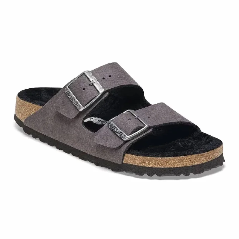 Smart Casual Shoes Sale Women's Arizona Shearling Sandals - Narrow In Desert Dust Black