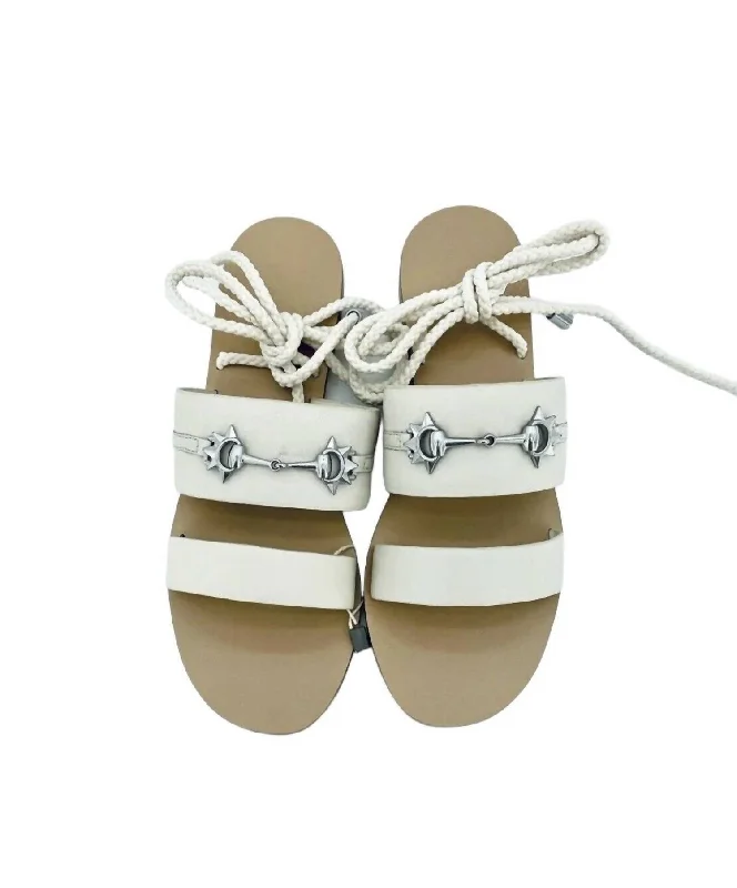 Comfortable Trendy Shoes Women's Cleo Leather Ankle Wrap Tie Gladiator Sandals In Ivory