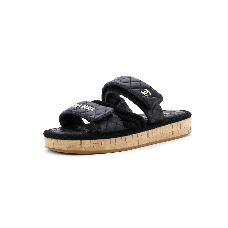 Flash Sale Online Women's Cord Velcro Mule Sandals Quilted Leather