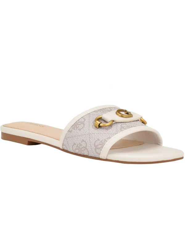 Bid Farewell To The Old Season Womens Faux Leather Slip On Slide Sandals