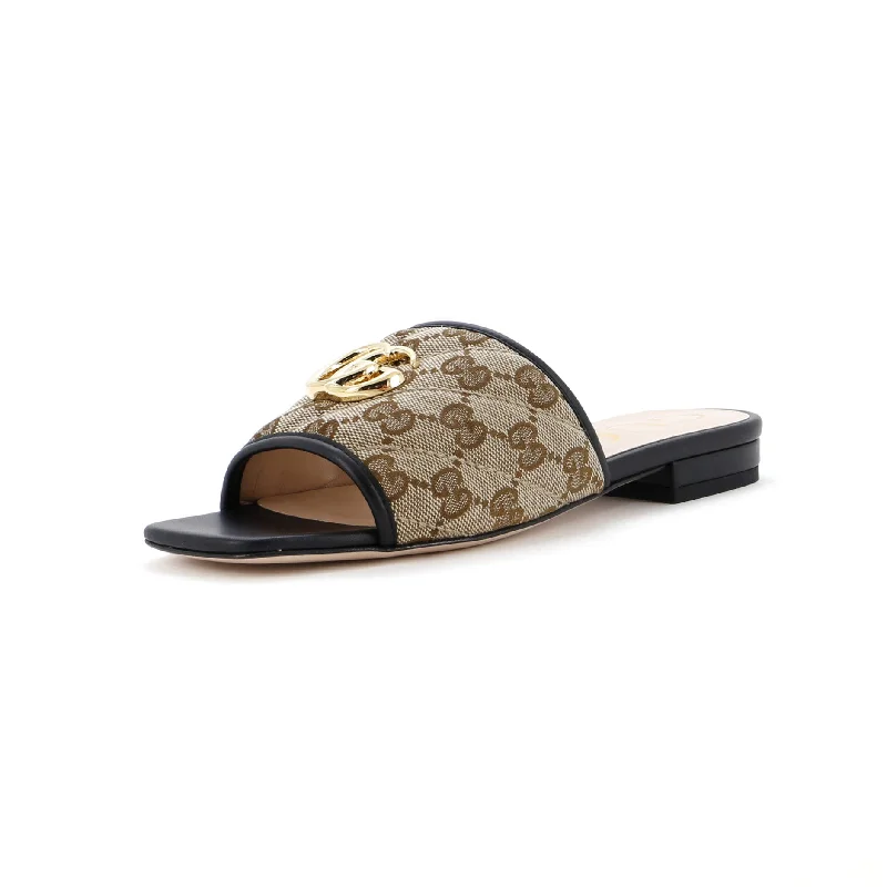 Fashion Forward Women's GG Marmont Slide Sandals Diagonal Quilted GG Canvas