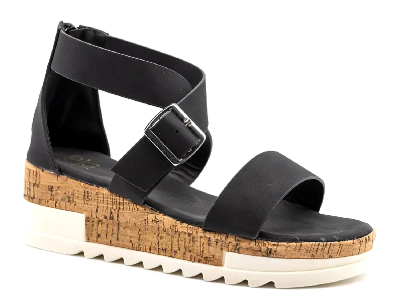Romantic Chic Deals Women's Treaded Chunky Cork Ankle Strap Zipped Flatform Platform Sandals Romantic Chic Deals Women's Treaded Chunky Cork Ankle Strap Zipped Flatform Platform Sandals
